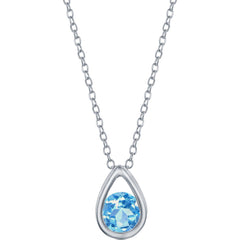 Classic Women's Necklace - Swiss Blue Topaz December Birthstone Pear-shaped | M-6897