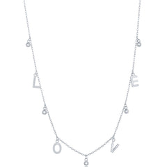 Classic Women's Necklace - Sterling Silver LOVE and CZ Charms | M-6932