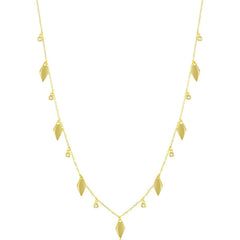 Classic Women's Necklace - GP Sterling Silver CZ and Diamond-Shape Charm | M-6933