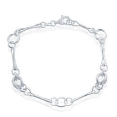 Classic Women's Bracelet - Sterling Silver Bar and Circle Link | S-4660