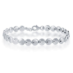 Classic Women's Bracelet - Sterling Alternating Plain and D-C Small Circles | S-4730