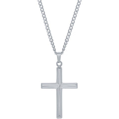 Men's Necklace - Stainless Steel Polished 3D Cross | SL-7084