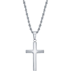 Men's Necklace - Stainless Steel Polished Cross | SL-7094