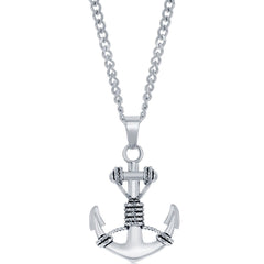 Men's Necklace - Stainless Steel Oxidized Anchor| SL-7095