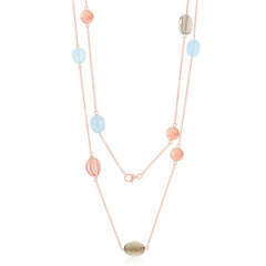 Women's Necklace - RG Multi-Shaped Aquamarine and Smokey Quartz | SMM-5810