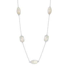 Women's Necklace - Sterling Silver Rectangle and Irregular MOP | SMM-6316