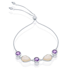 Women's Bracelet - Sterling Silver Amethyst and MOP Adjustable Bolo | SMT-7680