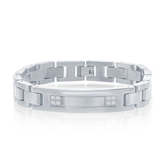 Men's Bracelet - Stainless Steel CZ ID Link | ST-1598