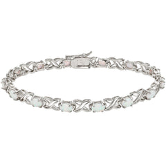 Women's Bracelet - Sterling Silver XO Oval White Opal, Size 8 | T-4308-8