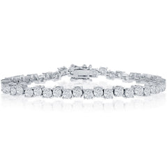 Classic Women's Bracelet - Sterling Silver Round Zig-Zag 4mm CZ Tennis | T-7828