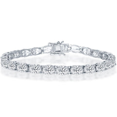 Classic Women's Bracelet - Sterling Silver 7x5 mm Oval White CZ Tennis | T-7863