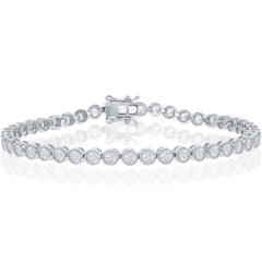 Classic Women's Bracelet - Sterling Silver 4mm Round White Bezel CZ Tennis | T-7870