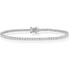 Classic Women's Bracelet - Sterling Silver 3mm Princess-Cut White CZ Tennis | T-7906