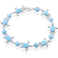 Women's Bracelet - Silver Alternating Oval and Turtle | T-7910