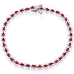Classic Women's Bracelet - Sterling Silver 5mm Royal Red Ruby CZ Tennis | T-7950