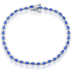 Classic Women's Bracelet - Sterling Silver 5mm Royal Sapphire CZ Tennis | T-7951