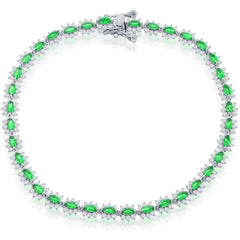Classic Women's Bracelet - Sterling Silver 5mm Royal Emerald CZ Tennis | T-7952