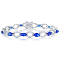 Classic Women's Bracelet - Sterling Silver Marquise and Oval Sapphire CZ | T-7981