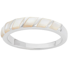 Classic Women's Ring - Sterling Silver Mother of Pearl Thin Band, Size 6 | W-1515-6