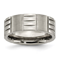 Titanium Notched 8mm Satin & Polished Band | TB326