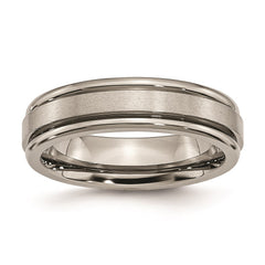 Titanium Grooved Edge 6mm Satin and Polished Band | TB41