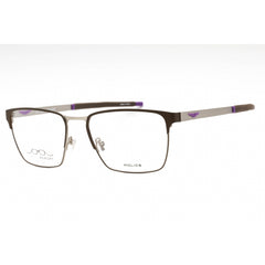 Police Men's Eyeglasses - Brown Silver Metal Rectangular Full Rim Frame | VPLG79 8BMY