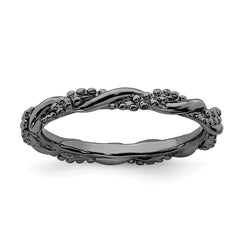 Sterling Silver Stackable Expressions Black-plated Twist Ring | QSK2003