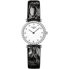 Longines Women's Watch - La Grande Classique MOP Dial Black Leather Strap | L43410802