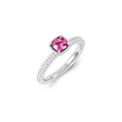 Sterling Silver Stackable Expressions Created Pink Sapphire Ring | QSK1097
