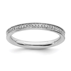 Sterling Silver Stackable Expressions & Diamonds Polished Ring | QSK495