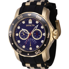 Invicta Men's Watch - Pro Diver Day-Date Blue Dial Black/Yellow Gold Strap | 46965