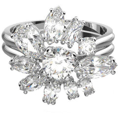 Swarovski Women's Ring - Gema Rhodium Plated with Clear Stones Cocktail | 5644661