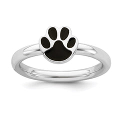 Sterling Silver Stackable Expressions Black Enamel Ring | QSK1495