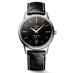 Longines Men's Watch - Flagship Heritage Automatic Black Leather Strap | L47954580