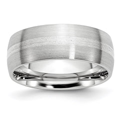 Cobalt Sterling Silver Inlay Satin 8mm Band  | CC47