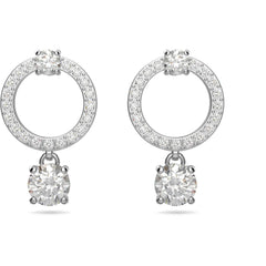 Swarovski Women's Hoop Earrings - Constella Round Crystal Rhodium Plated 5563278