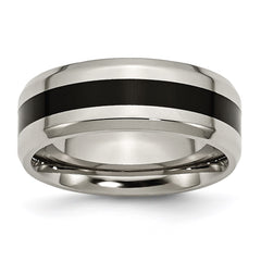 Titanium Black Enameled 8mm Polished Band | TB233