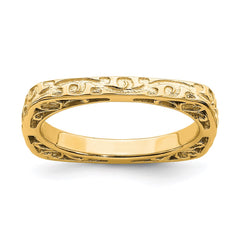 Sterling Silver Stackable Expressions Polished Gold-plated Square Ring | QSK754