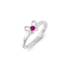 Sterling Silver Stackable Expressions Created Ruby Ring | QSK1243