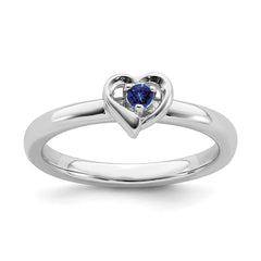 Sterling Silver Stackable Expressions Created Sapphire Heart Ring | QSK1530