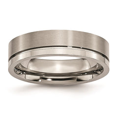 Titanium Grooved 6mm Brushed and Polished Band | TB60