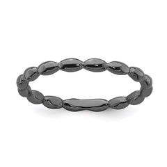 Sterling Silver Stackable Expressions Black-plated Rice Ring | QSK217