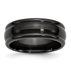 Titanium Black Ti Brushed and Polished Domed 8mm Band | TB395
