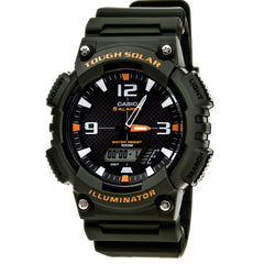 Casio Men's Tough Solar Illuminator Sport Combination Green Rubber Strap Ana-Digi Watch | AQS810W-3A