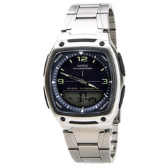 Casio Men's Classic Blue Dial Ana-Digi Illuminator Stainless Steel Bracelet Databank Watch | AW81D-2A