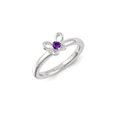 Sterling Silver Stackable Expressions Amethyst Ring | QSK1244