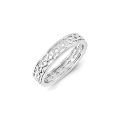 Sterling Silver Stackable Expressions Carved Band Ring | QSK1437