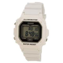 Casio Men's Classic Casual Alarm Chrono Black Digital Dial White Resin Watch | F108WHC-7A