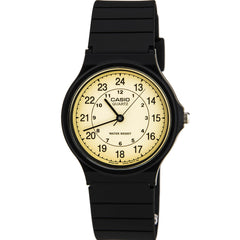 Casio Men's Casual Classic Yellow Dial Black Rubber Strap Watch | MQ24-9B