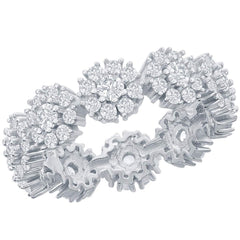 Classic Women's Flower Design CZ Eternity Ring - W-2706